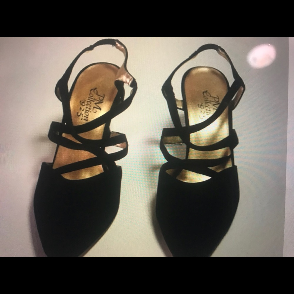 PM collection 925 strappy black heels 7.5 B
